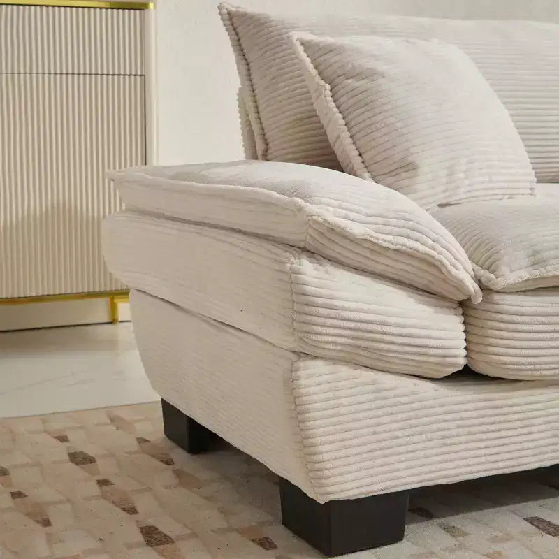EHMKNP Comfy Corduroy Sofa Sleeper Couch  Loveseat with Pillows, Deep Seat Upholstered Sofa for Living Room, Bedroom, Apartment, or Office
