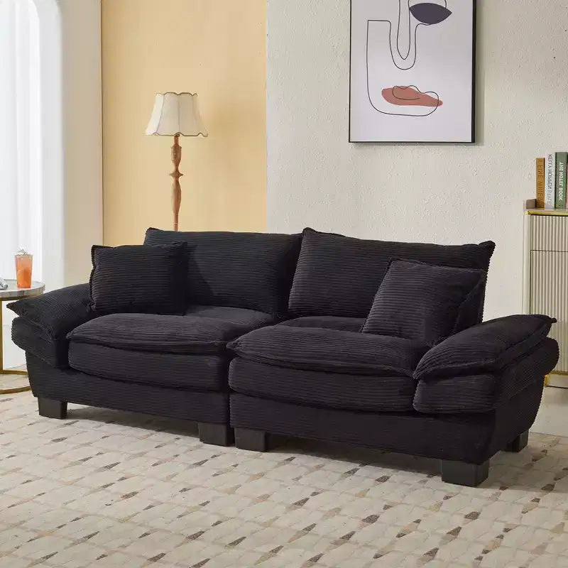 EHMKNP Comfy Corduroy Sofa Sleeper Couch  Loveseat with Pillows, Deep Seat Upholstered Sofa for Living Room, Bedroom, Apartment, or Office