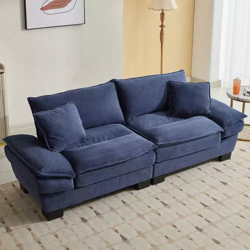 EHMKNP Comfy Corduroy Sofa Sleeper Couch  Loveseat with Pillows, Deep Seat Upholstered Sofa for Living Room, Bedroom, Apartment, or Office