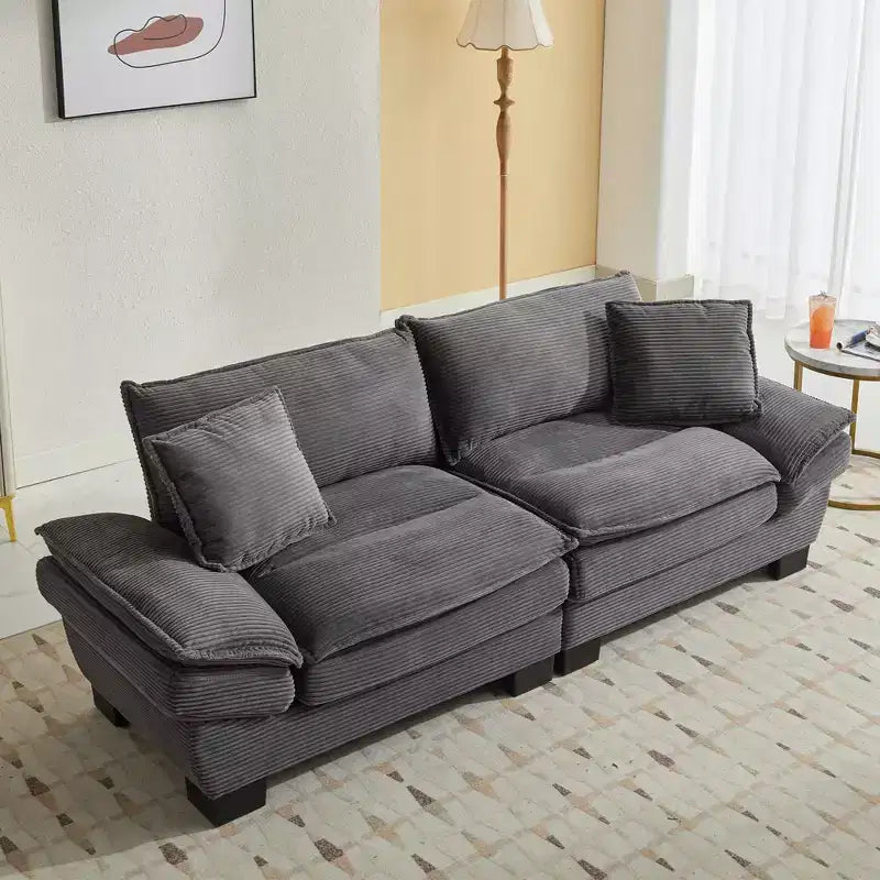 EHMKNP Comfy Corduroy Sofa Sleeper Couch  Loveseat with Pillows, Deep Seat Upholstered Sofa for Living Room, Bedroom, Apartment, or Office