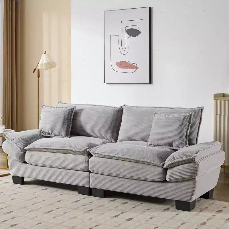 EHMKNP Comfy Corduroy Sofa Sleeper Couch  Loveseat with Pillows, Deep Seat Upholstered Sofa for Living Room, Bedroom, Apartment, or Office