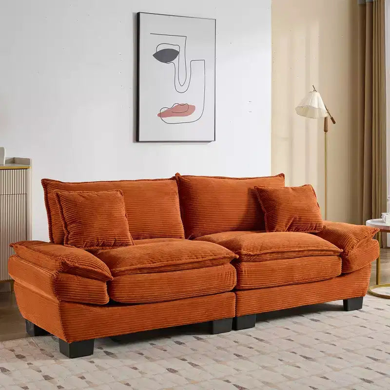 EHMKNP Comfy Corduroy Sofa Sleeper Couch  Loveseat with Pillows, Deep Seat Upholstered Sofa for Living Room, Bedroom, Apartment, or Office