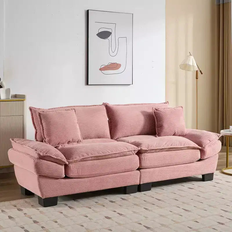 EHMKNP Comfy Corduroy Sofa Sleeper Couch  Loveseat with Pillows, Deep Seat Upholstered Sofa for Living Room, Bedroom, Apartment, or Office