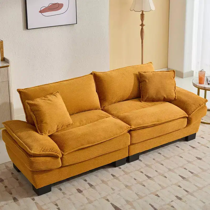 EHMKNP Comfy Corduroy Sofa Sleeper Couch  Loveseat with Pillows, Deep Seat Upholstered Sofa for Living Room, Bedroom, Apartment, or Office