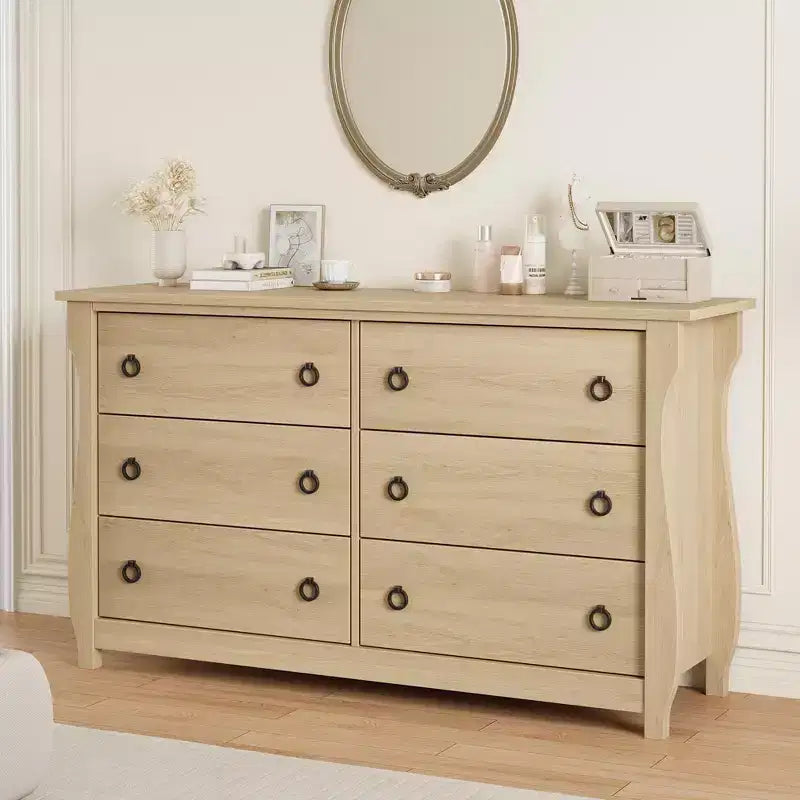 6-Drawer Dresser for Bedroom, 47.2 Wide Freestanding Wooden Storage Chest, Modern Closet Organizer Cabinet for Living Room, Entryway & Hallway