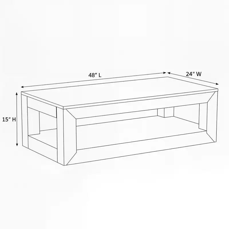 Modern Rectangular Coffee Table with Bottom Shelf (48in x 24in / 1220mm x 610mm)