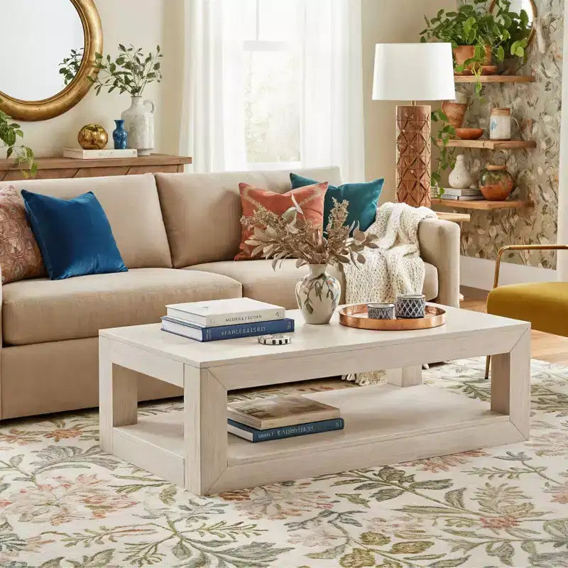Modern Rectangular Coffee Table with Bottom Shelf (48in x 24in / 1220mm x 610mm)
