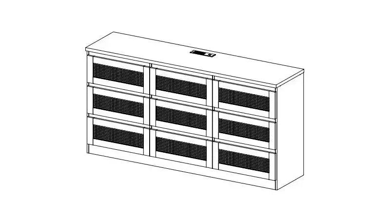 9-Drawer Rattan-Inspired Chest of Drawers - MDF+PB, White, AB Box Packaging, Home Storage Cabinet