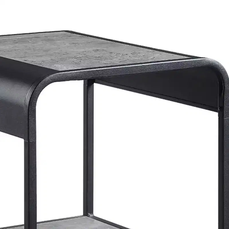 Royal Hampton 21 Inch Modern End Table with Open Shelves, Wood, Gray, Black