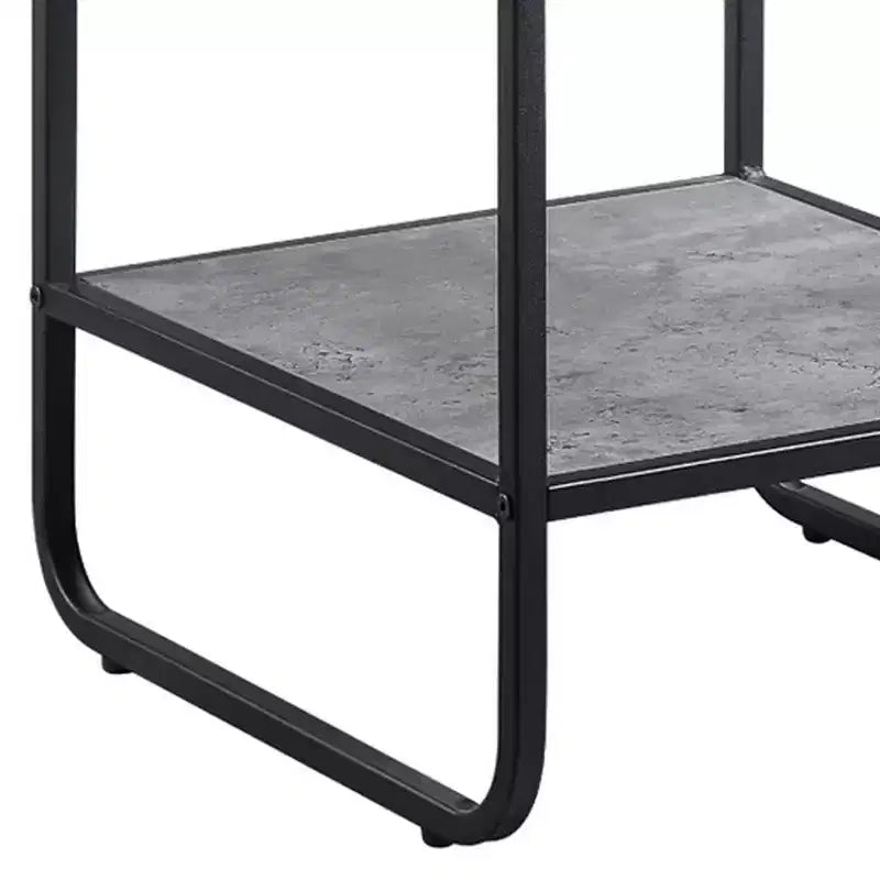Royal Hampton 21 Inch Modern End Table with Open Shelves, Wood, Gray, Black