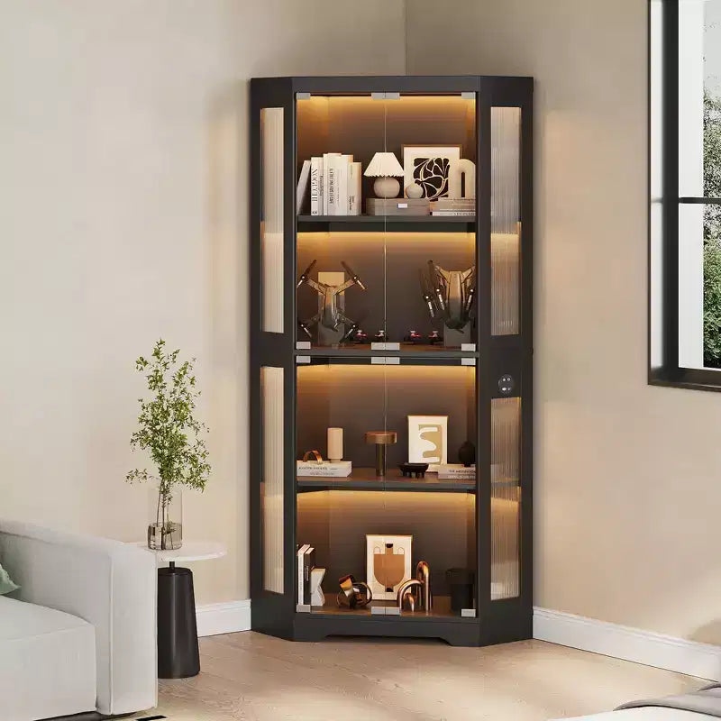 Display Cabinet with Adjustable Glass Shelves