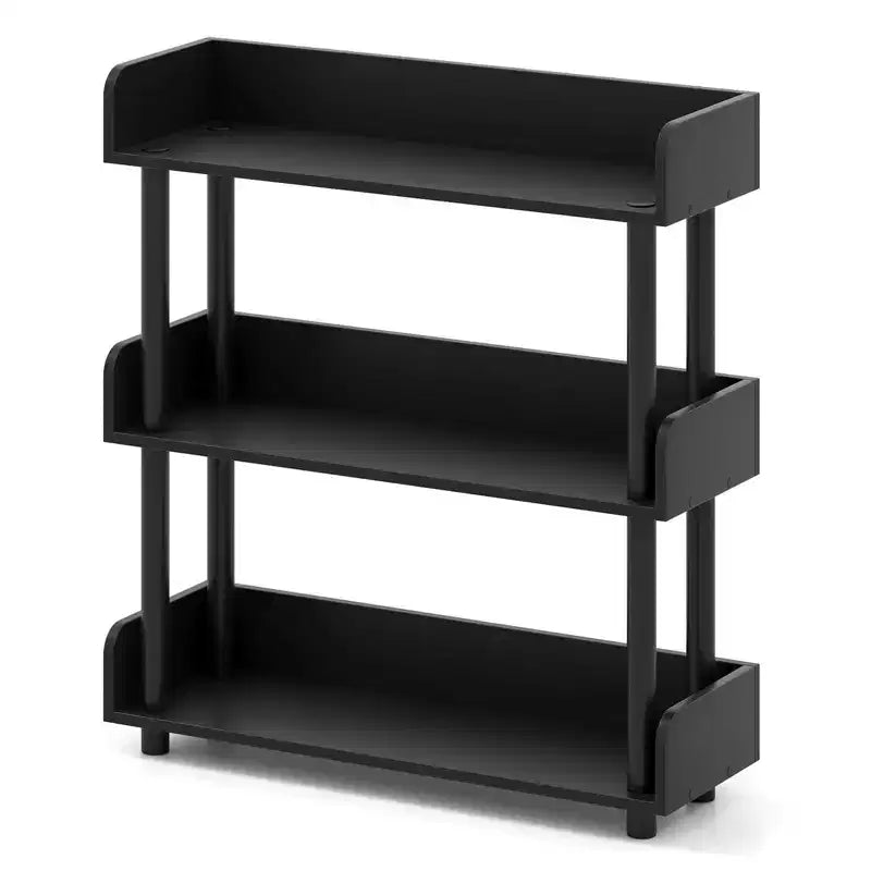 Costway 1/2 PCS 3-Tier Bookshelf with Anti-Tipping Kit, Industrial Storage Unit for Living Room Rustic Brown & Black