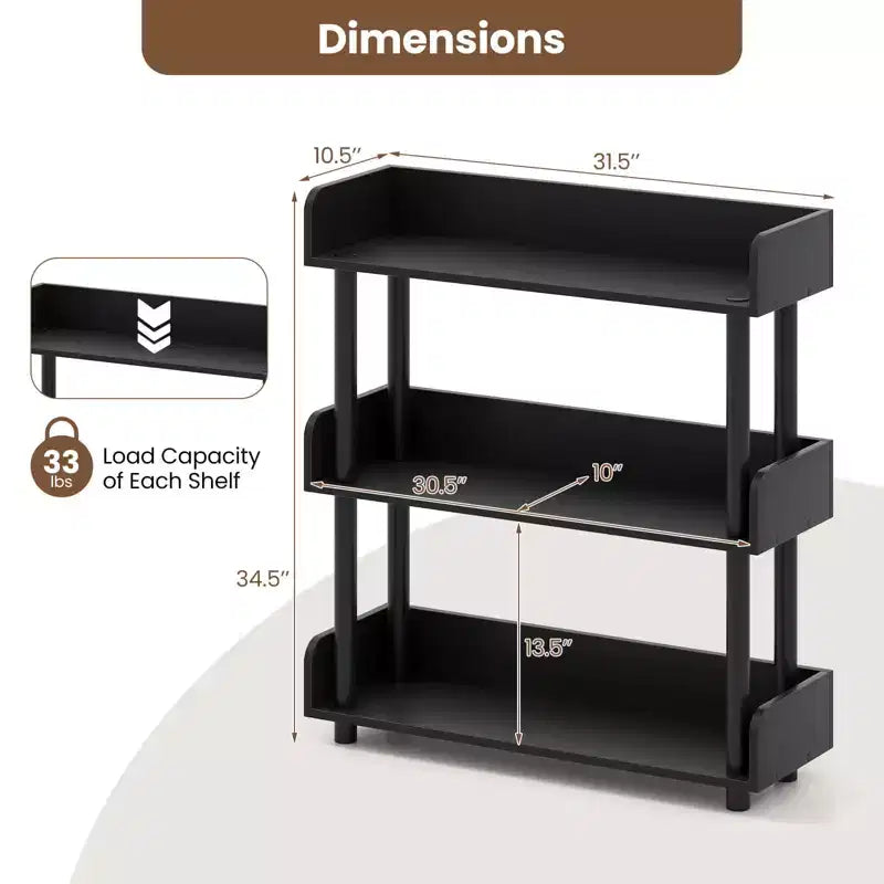 Costway 1/2 PCS 3-Tier Bookshelf with Anti-Tipping Kit, Industrial Storage Unit for Living Room Rustic Brown & Black