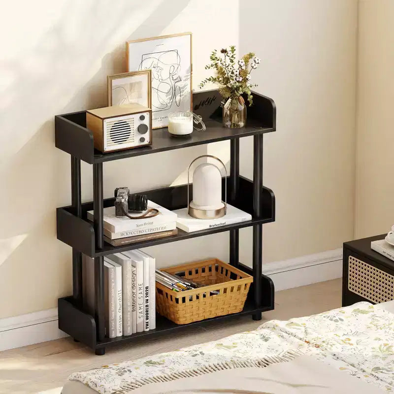 Costway 1/2 PCS 3-Tier Bookshelf with Anti-Tipping Kit, Industrial Storage Unit for Living Room Rustic Brown & Black