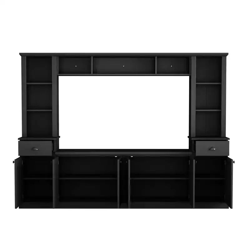 Meuble mural de divertissement TV avec pont 75, meuble de rangement TV avec étagères, grande console média avec étagères réglables