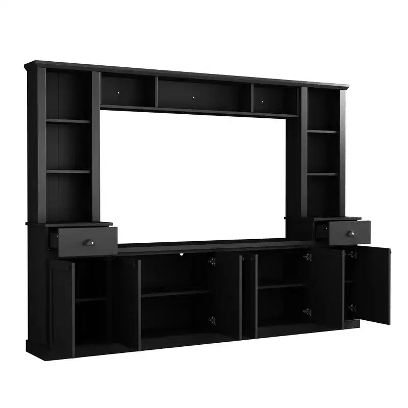 Meuble mural de divertissement TV avec pont 75, meuble de rangement TV avec étagères, grande console média avec étagères réglables