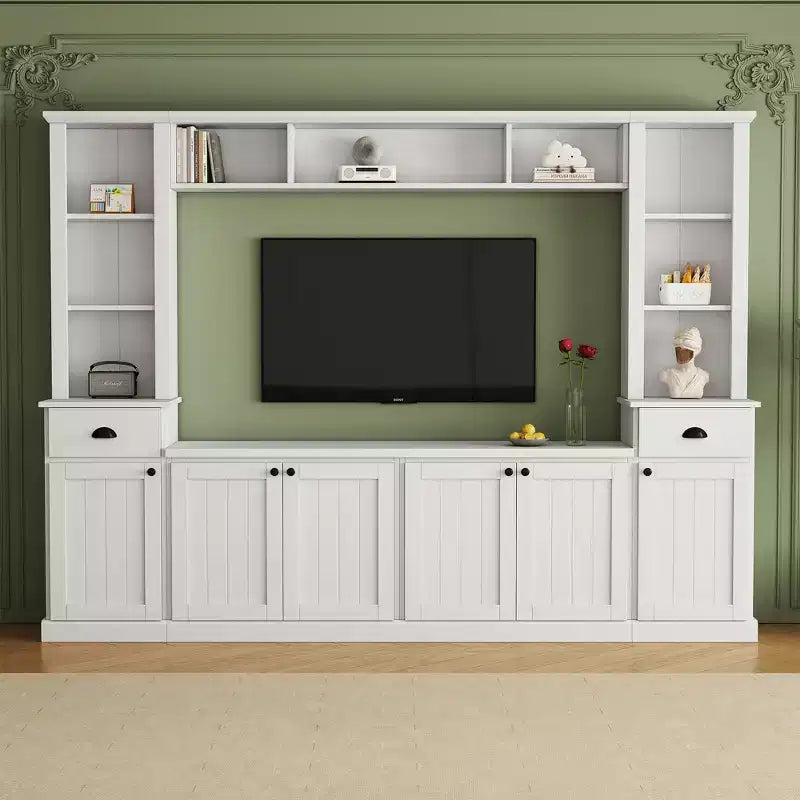 Meuble mural de divertissement TV avec pont 75, meuble de rangement TV avec étagères, grande console média avec étagères réglables