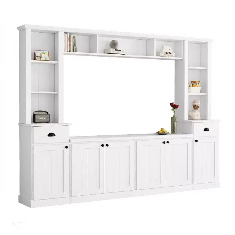 Meuble mural de divertissement TV avec pont 75, meuble de rangement TV avec étagères, grande console média avec étagères réglables