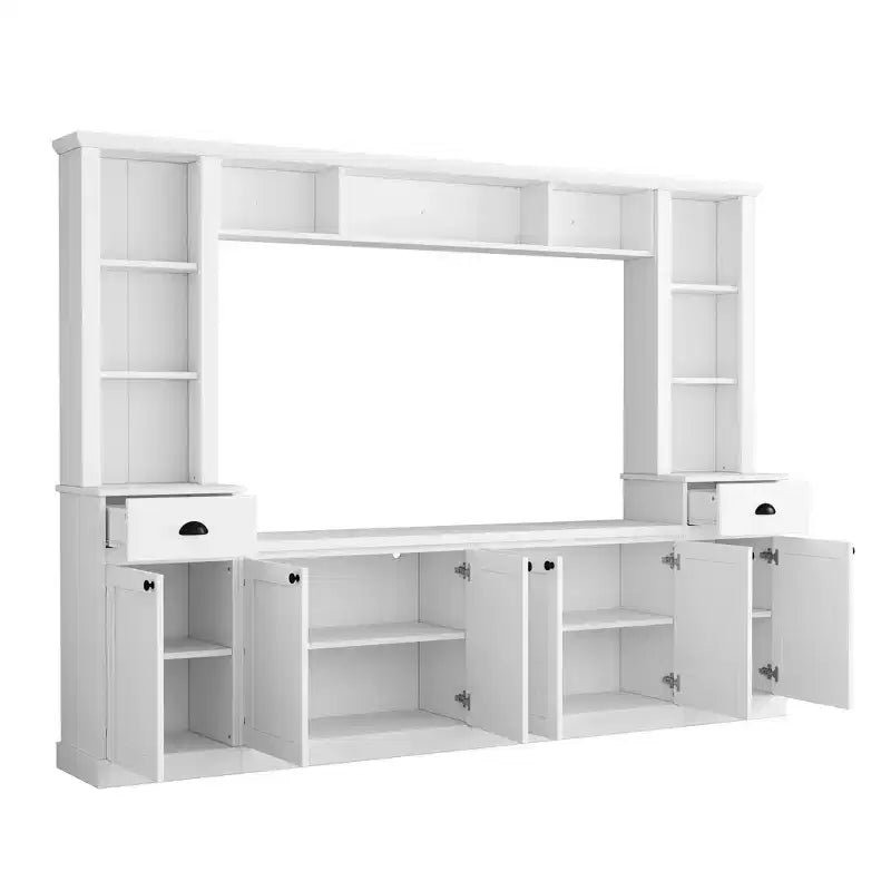 Meuble mural de divertissement TV avec pont 75, meuble de rangement TV avec étagères, grande console média avec étagères réglables