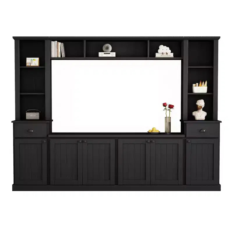 Meuble mural de divertissement TV avec pont 75, meuble de rangement TV avec étagères, grande console média avec étagères réglables