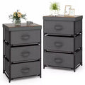 Costway 1pc/2pcs Dresser with 3 Drawers, Fabric Storage Organizer Tower Unit Tall Nightstand Bedside Table with Removable Lid for Bedroom