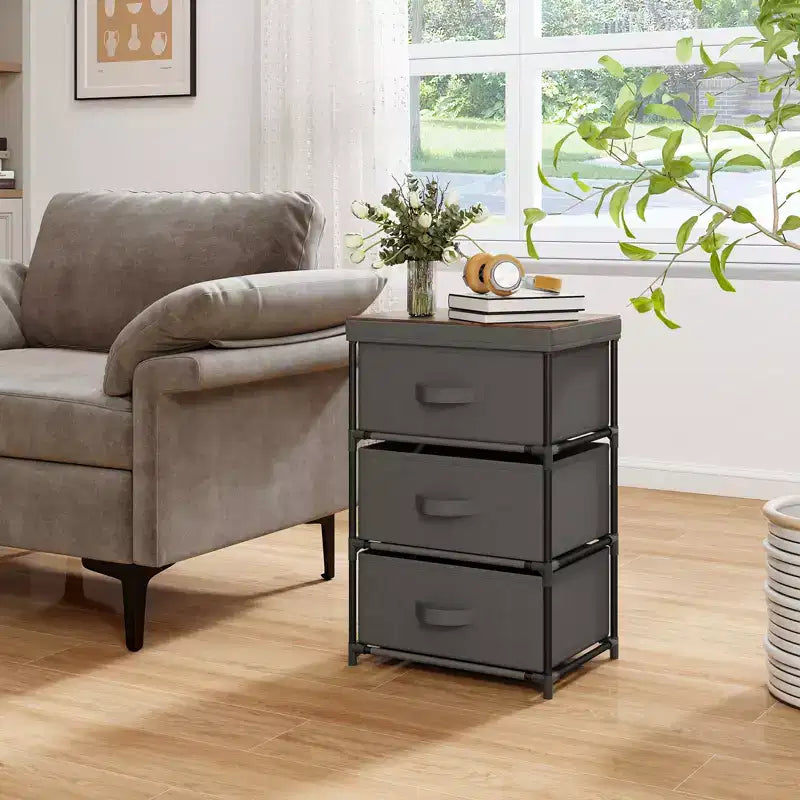 Commode 1 ou 2 tiroirs, unité de rangement en tissu avec 3 tiroirs, table de chevet haute avec couvercle amovible pour chambre à coucher