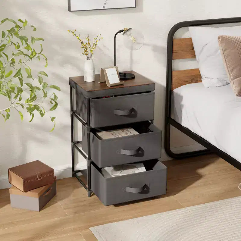 Commode 1 ou 2 tiroirs, unité de rangement en tissu avec 3 tiroirs, table de chevet haute avec couvercle amovible pour chambre à coucher