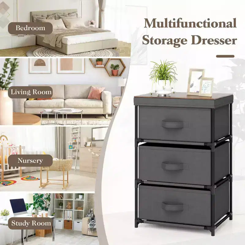 Commode 1 ou 2 tiroirs, unité de rangement en tissu avec 3 tiroirs, table de chevet haute avec couvercle amovible pour chambre à coucher