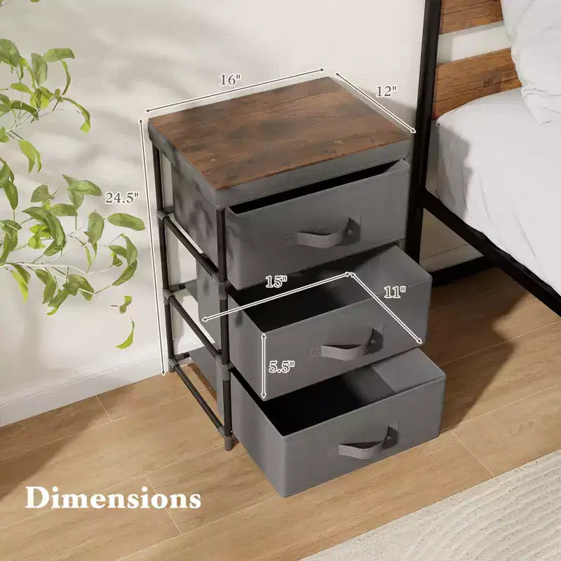 Commode 1 ou 2 tiroirs, unité de rangement en tissu avec 3 tiroirs, table de chevet haute avec couvercle amovible pour chambre à coucher