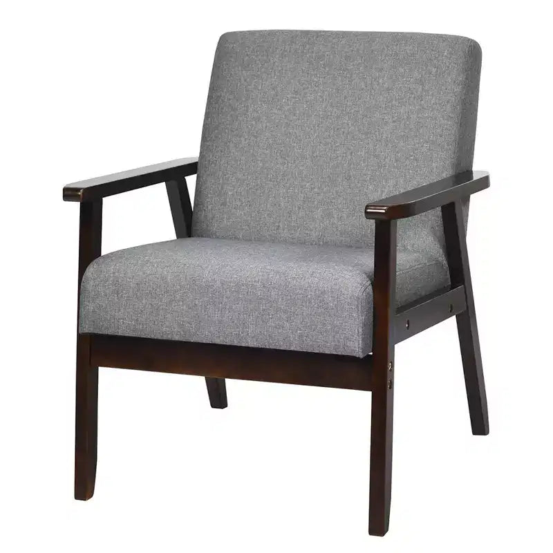 Costway Wooden Upholstered Accent Chair Fabric Armchair Home Office