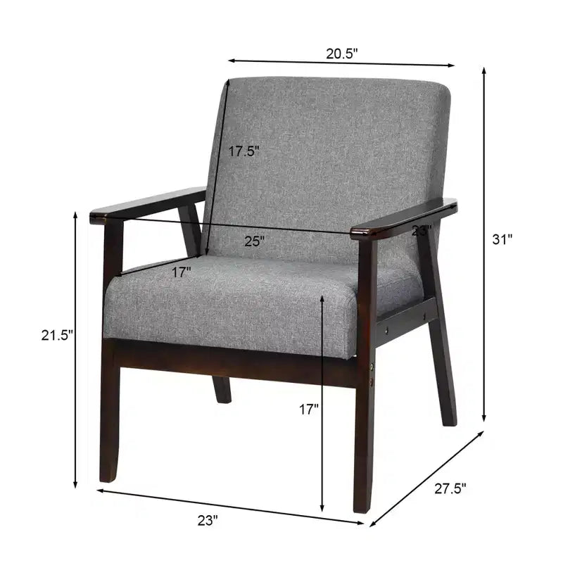 Fauteuil d'appoint en bois rembourré Fauteuil en tissu Bureau à domicile