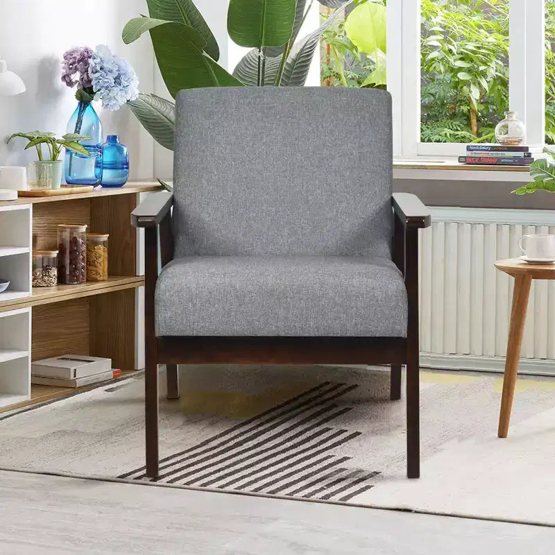 Fauteuil d'appoint en bois rembourré Fauteuil en tissu Bureau à domicile