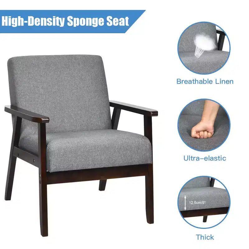 Fauteuil d'appoint en bois rembourré Fauteuil en tissu Bureau à domicile