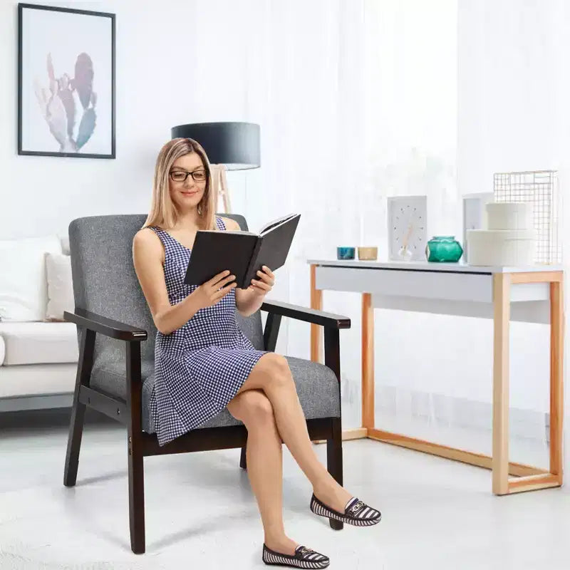 Fauteuil d'appoint en bois rembourré Fauteuil en tissu Bureau à domicile