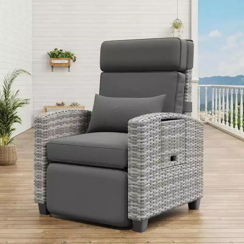 Fauteuil de patio inclinable avec réglage indépendant du dossier et du repose-pieds, confort verrouillable à 150°, commande facile à l'accoudoir, salon d'extérieur