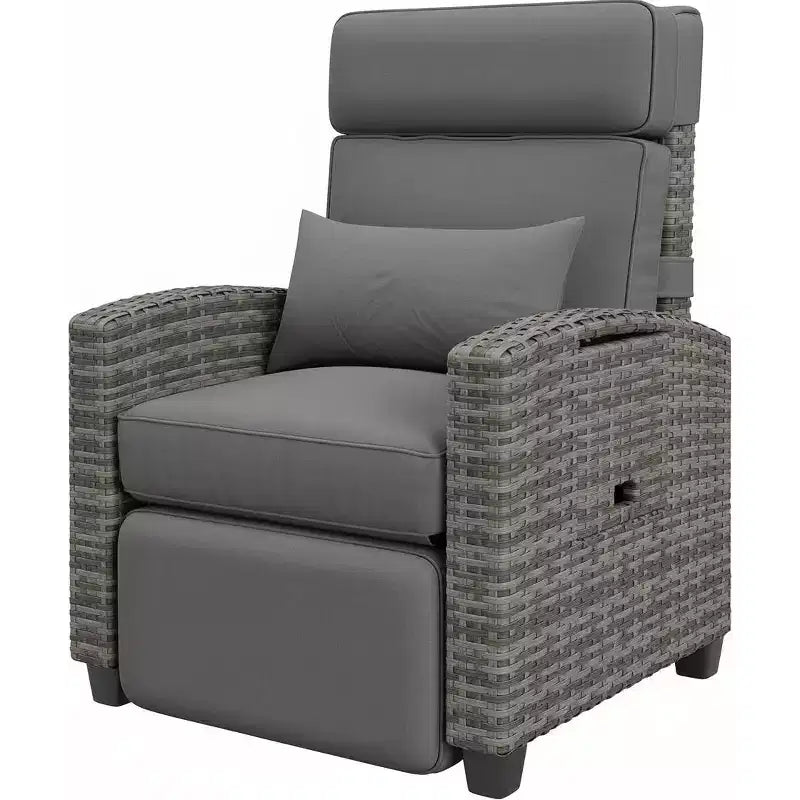 Fauteuil de patio inclinable avec réglage indépendant du dossier et du repose-pieds, confort verrouillable à 150°, commande facile à l'accoudoir, salon d'extérieur