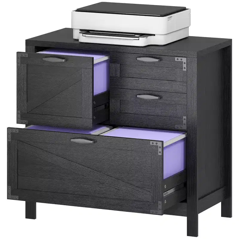 Lateral Filing Cabinet, Farmhouse File Cabinet with 4 Drawers, Fit Letter/A4/Legal Hanging Files