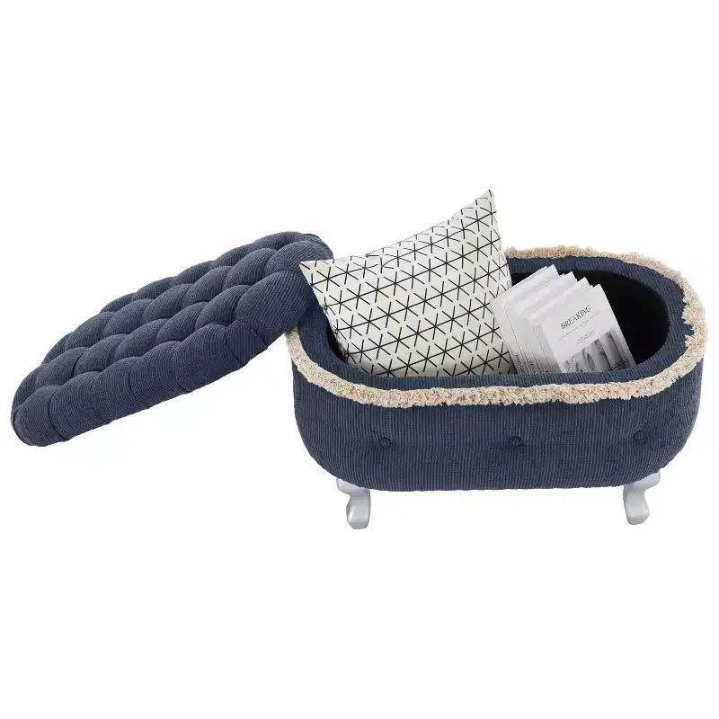 Banc de rangement en velours côtelé capitonné avec compartiment caché, pouf rembourré pour chambre à coucher, entrée