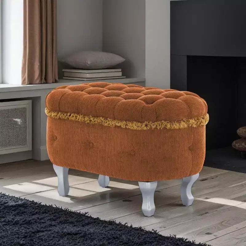 Banc de rangement en velours côtelé capitonné avec compartiment caché, pouf rembourré pour chambre à coucher, entrée