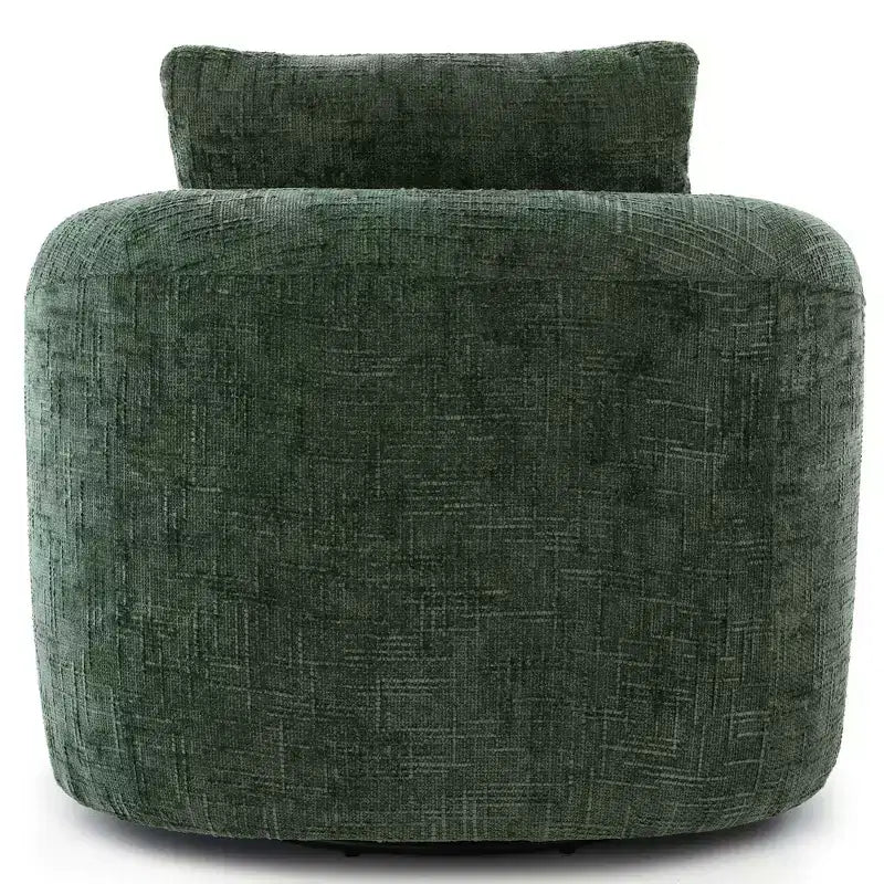 Fauteuil de salon, fauteuil pivotant en forme de baril avec coussin double couche, capacité de 113 kg, fauteuil d'appoint rond de 93 cm en tissu chenille pour salon, bureau