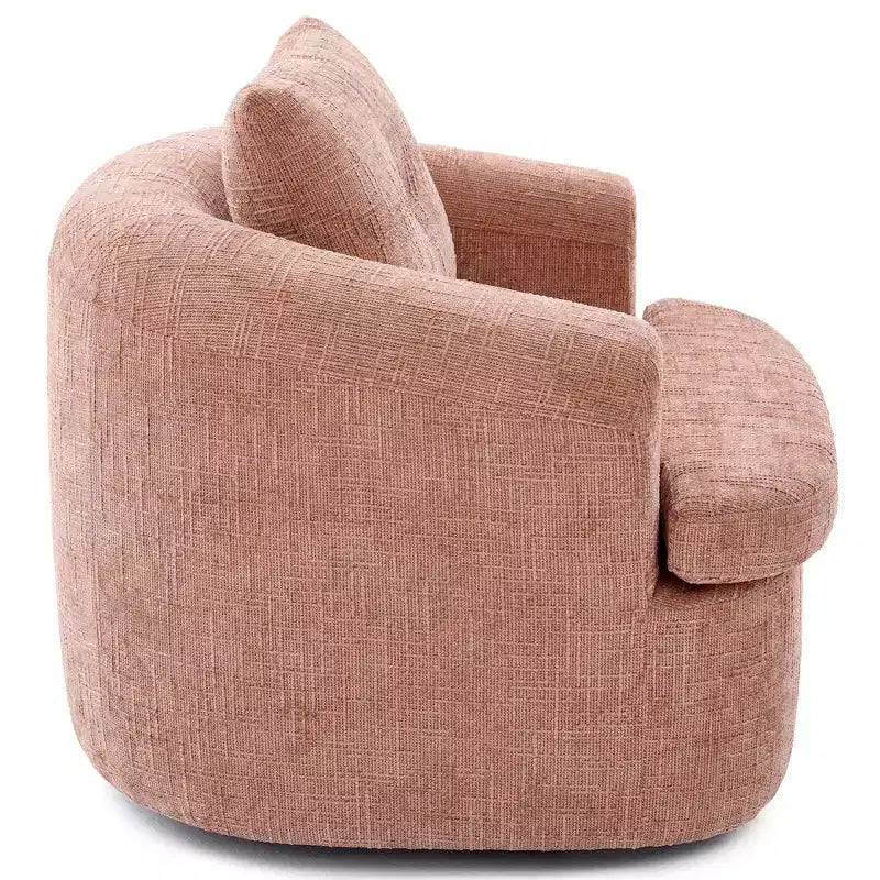 Fauteuil de salon, fauteuil pivotant en forme de baril avec coussin double couche, capacité de 113 kg, fauteuil d'appoint rond de 93 cm en tissu chenille pour salon, bureau