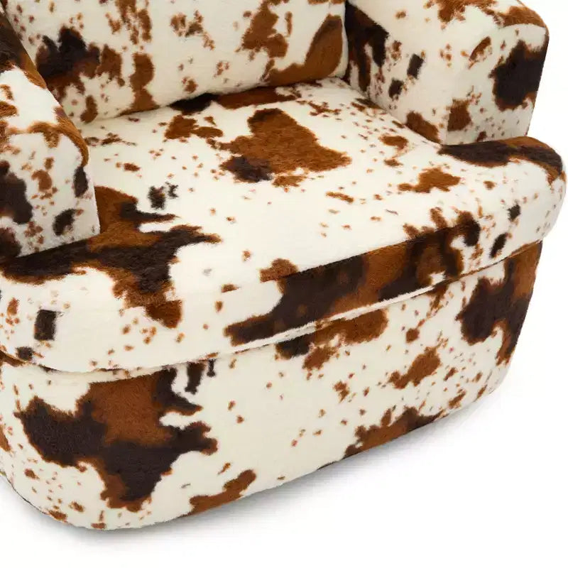 Fauteuil de salon, fauteuil pivotant en forme de baril avec coussin double couche, capacité de 113 kg, fauteuil d'appoint rond de 93 cm en tissu chenille pour salon, bureau