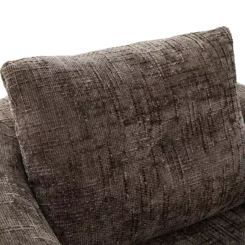 Fauteuil de salon, fauteuil pivotant en forme de baril avec coussin double couche, capacité de 113 kg, fauteuil d'appoint rond de 93 cm en tissu chenille pour salon, bureau