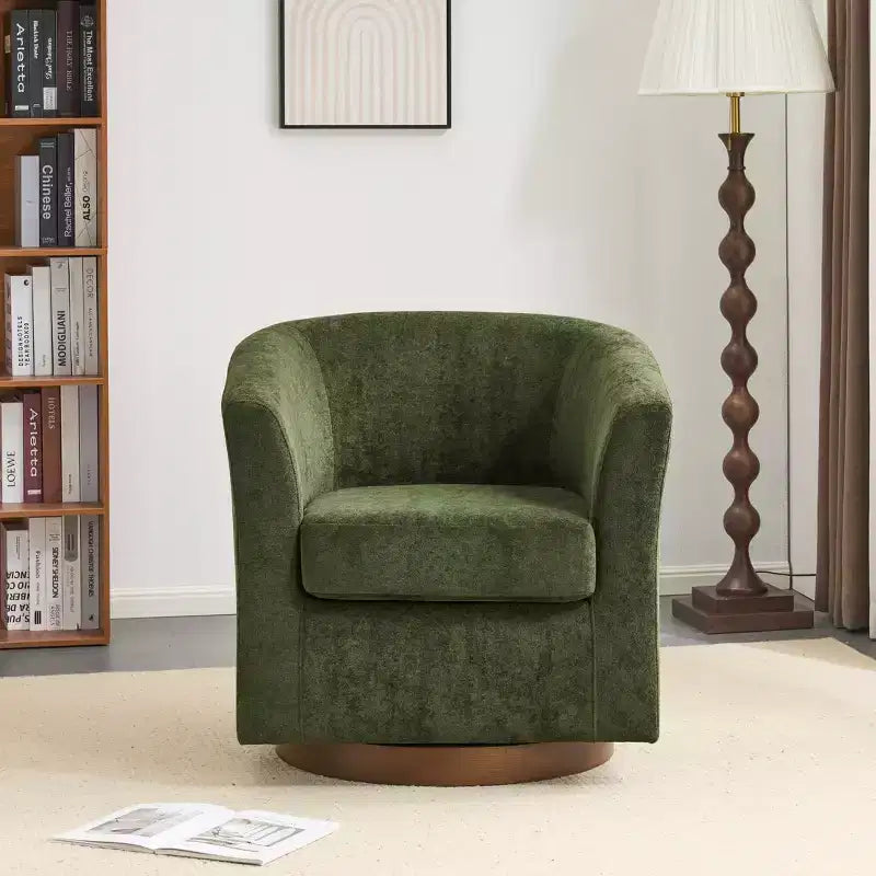 Christopher Knight Home Harlow Modern Wooden 360 Swivel Velvet Upholstered Accent Chair