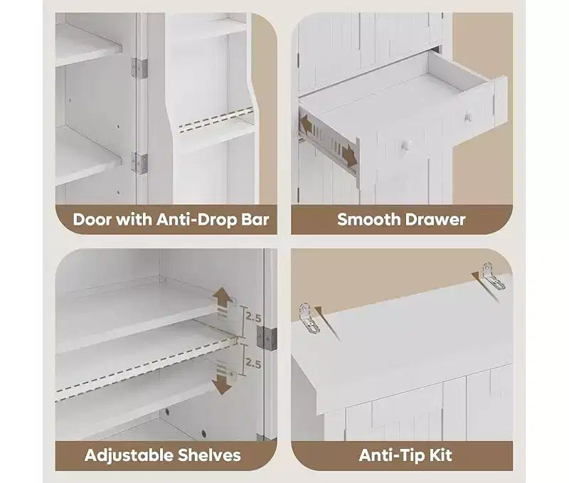 Bestier 72 Tall Kitchen Pantry Storage Cabinet with Doors and Shelves, Food Pantry Cabinet with Motion Sensor Light