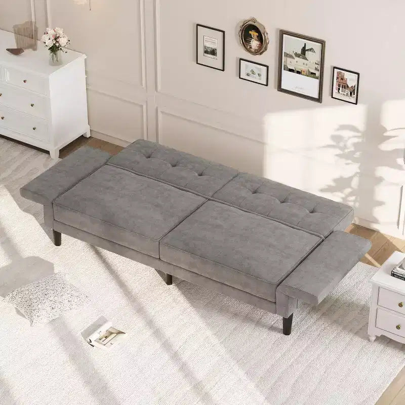 89 Futon Sofa Bed, Convertible Sleeper Sofa with Adjustable Backrest & Armrest, Modern Loveseat Sleeper for Living Room Bedroom Apartments