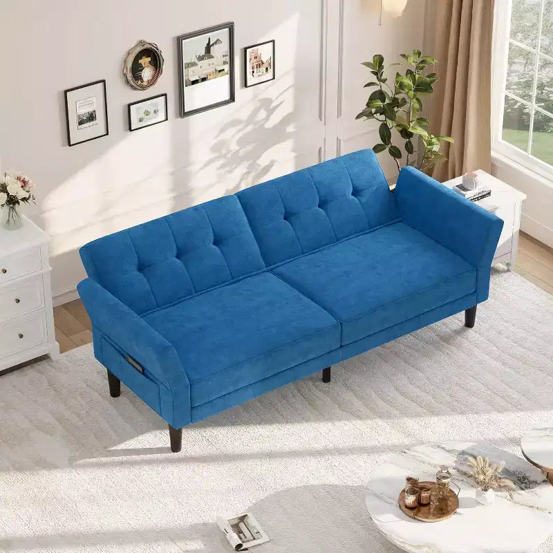 89 Futon Sofa Bed, Convertible Sleeper Sofa with Adjustable Backrest & Armrest, Modern Loveseat Sleeper for Living Room Bedroom Apartments