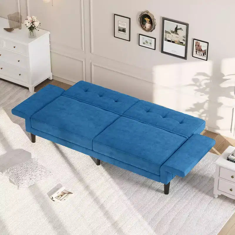 89 Futon Sofa Bed, Convertible Sleeper Sofa with Adjustable Backrest & Armrest, Modern Loveseat Sleeper for Living Room Bedroom Apartments