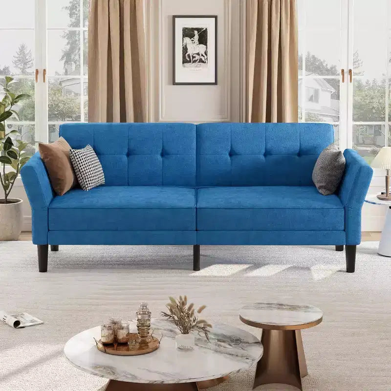 89 Futon Sofa Bed, Convertible Sleeper Sofa with Adjustable Backrest & Armrest, Modern Loveseat Sleeper for Living Room Bedroom Apartments