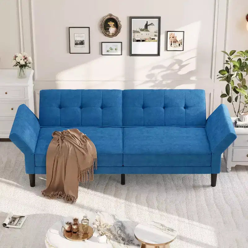 89 Futon Sofa Bed, Convertible Sleeper Sofa with Adjustable Backrest & Armrest, Modern Loveseat Sleeper for Living Room Bedroom Apartments